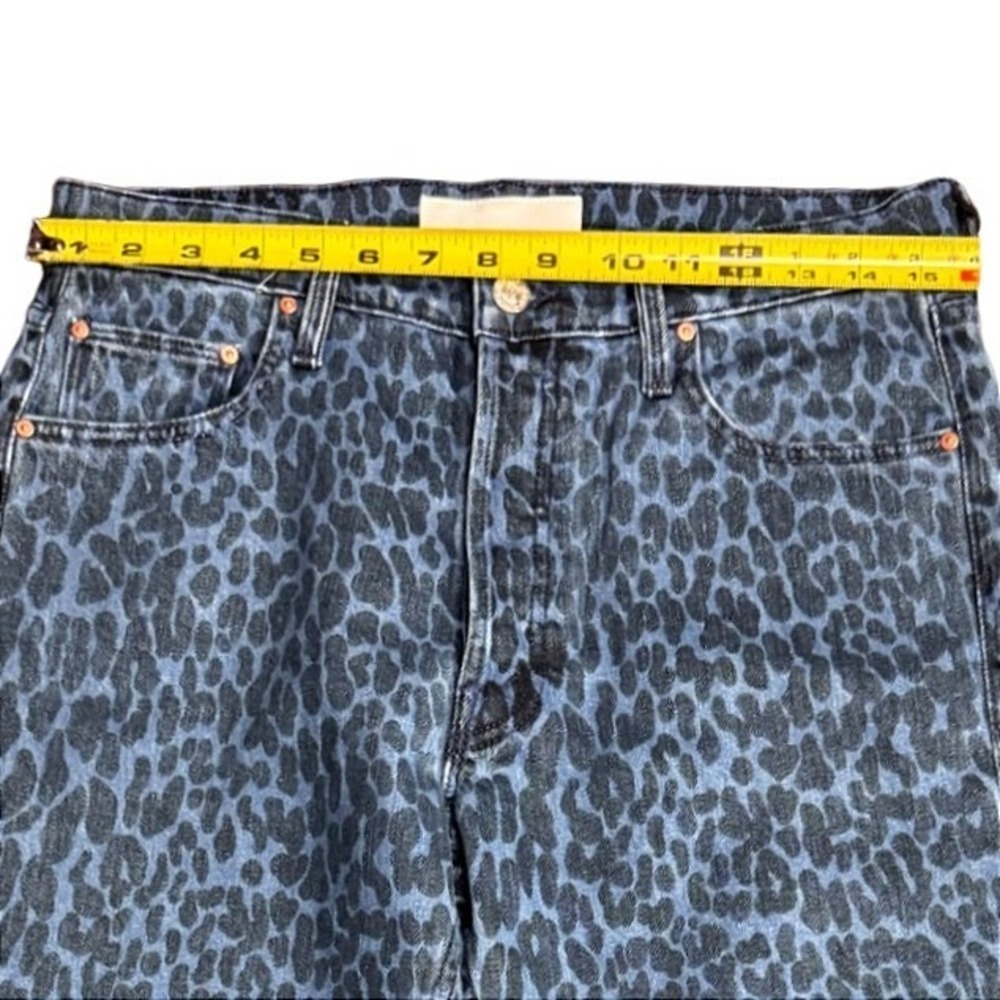 MOTHER Blue Leopard Print Straight Leg Jeans - Picture 6 of 16